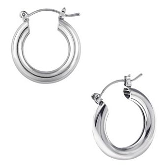 Women's 14k Plated Round Hoop Earrings Chunky Thick Huggie Earrings