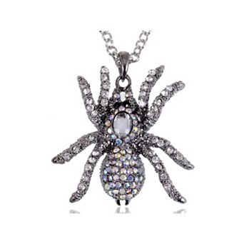 Women's Hematite Czech Spider Pendant Necklace Gun