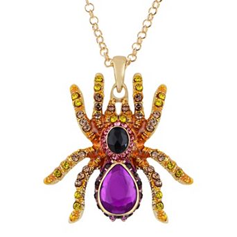 Women's Hematite Czech Spider Pendant Necklace Gun