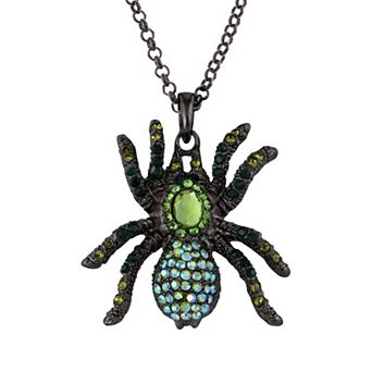 Women's Hematite Czech Spider Pendant Necklace Gun