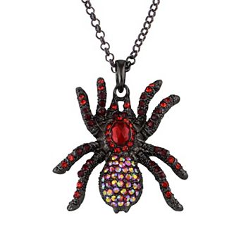 Women's Hematite Czech Spider Pendant Necklace Gun