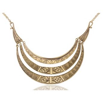 Women's Matte Filigree Floral Cut Out Statement Bib Collar Necklace