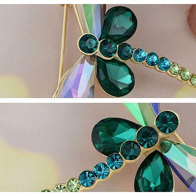Women's Crystal Shine Amethyst Dragonfly Bug Brooch Pin