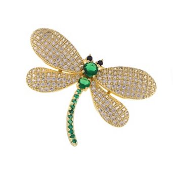 Women's Crystal Shine Amethyst Dragonfly Bug Brooch Pin