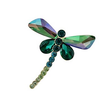 Women's Crystal Shine Amethyst Dragonfly Bug Brooch Pin