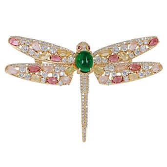 Women's Crystal Shine Amethyst Dragonfly Bug Brooch Pin