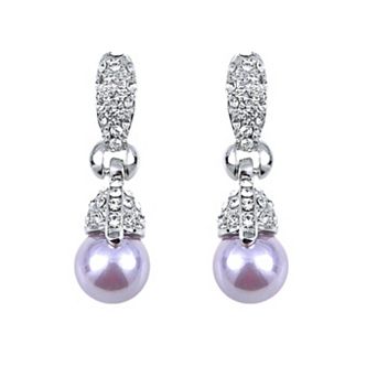 Women's Element Silver Pearl Colored Fish Hook Dangle Earrings