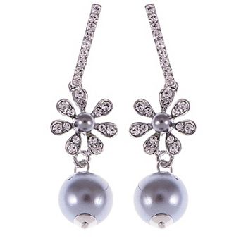 Women's Element Silver Pearl Colored Fish Hook Dangle Earrings