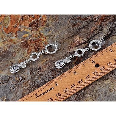 Women's Silver Circles With Heart Shape Teardrop Dangle Earrings