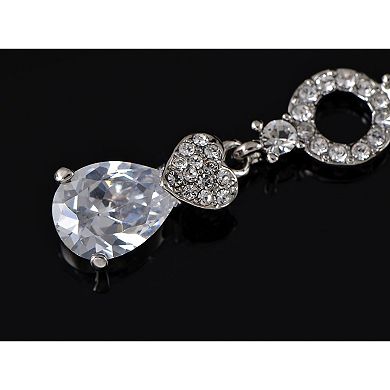 Women's Silver Circles With Heart Shape Teardrop Dangle Earrings