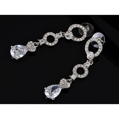 Women's Silver Circles With Heart Shape Teardrop Dangle Earrings