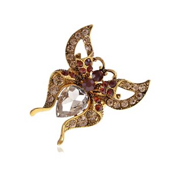 Women's Antique Topaz Folded Wing Butterfly Moth Bug Ring