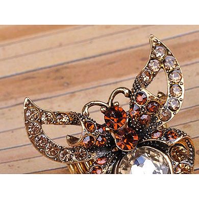Women's Antique Topaz Folded Wing Butterfly Moth Bug Ring