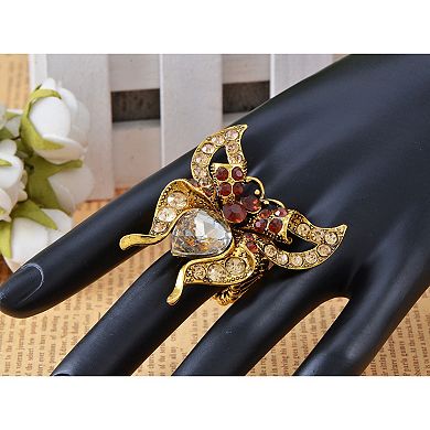 Women's Antique Topaz Folded Wing Butterfly Moth Bug Ring