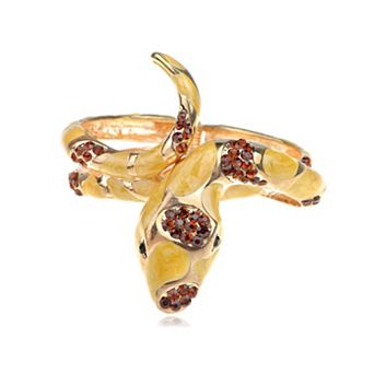 Women's Yellow Smoked Abstract Spots Red Scales Topaz Coil Snake Bracelet
