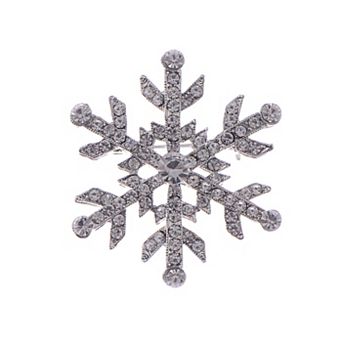 Women's Zircon Copper Plated Winter Snowflake Brooch Shawl Bridesmaid Holiday Christmas Pin