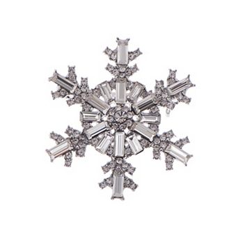 Women's Zircon Copper Plated Winter Snowflake Brooch Shawl Bridesmaid Holiday Christmas Pin