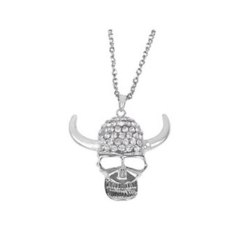 Women's Skull Head Cut Out Oxhorn Halloween Pendant Necklace