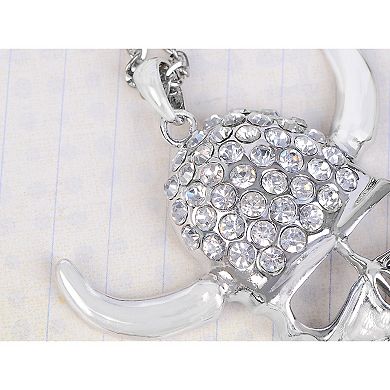 Women's Skull Head Cut Out Oxhorn Halloween Pendant Necklace