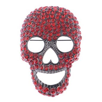 Women's Gun Colored Big Skull Head Face Brooch Pin