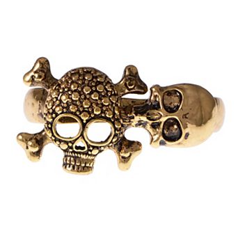 Women's Death Bone & Skulls Head Scary Deadly Two Fingers Ring
