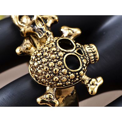 Women's Death Bone & Skulls Head Scary Deadly Two Fingers Ring
