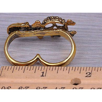 Women's Death Bone & Skulls Head Scary Deadly Two Fingers Ring