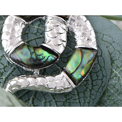 Women's Spiraled Abalone Patch Body Snake Pendant