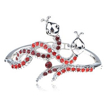 Women's Red Twin Serpents Snake Cuff Bracelet Bangle