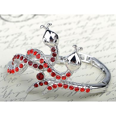 Women's Red Twin Serpents Snake Cuff Bracelet Bangle