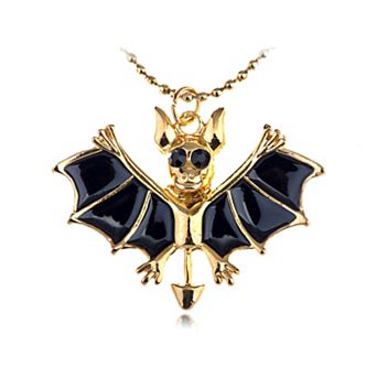 Women's Sparkle Glitter Devil Batman Bat Goblin Evil Pendant Necklace