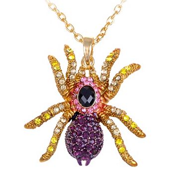 Women's Amethyst Spider Pendant Necklace
