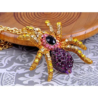 Women's Amethyst Spider Pendant Necklace