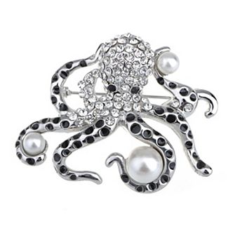 Women's Indian Red Opal Eyes Octopus Bridal Pin Brooch