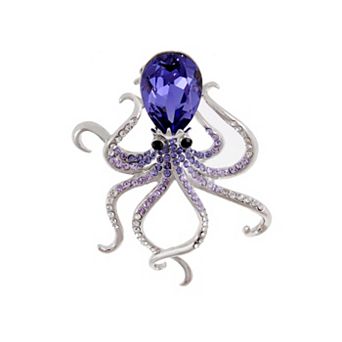 Women's Indian Red Opal Eyes Octopus Bridal Pin Brooch