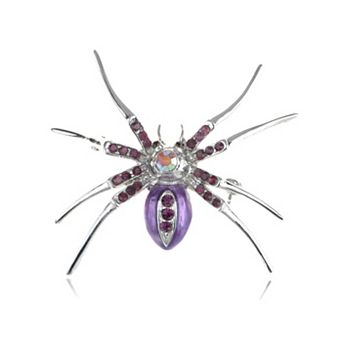 Women's Amethyst Violet Cz Belly Spider Bug Insect Pin Brooch