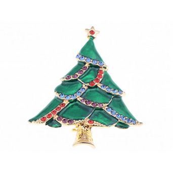 Women's Multicolor Holiday Christmas Tree Star Brooch Pin