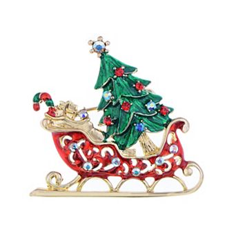 Women's Multicolor Holiday Christmas Tree Star Brooch Pin