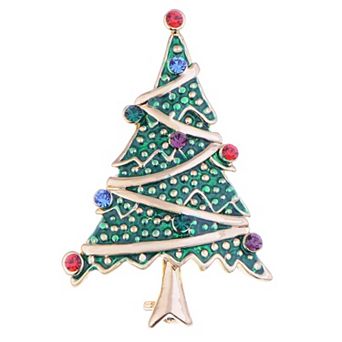 Women's Multicolor Holiday Christmas Tree Star Brooch Pin