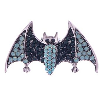 Women's Silver Halloween Ombre Vampire Bat Wing Animal Brooch Pin