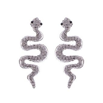 Women's Slithering Serpent Egyptian Cleopatra Ice Bling Stud Earrings