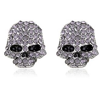 Women's Scaled Threatening Scary Skull Element Earrings