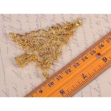 Women's Christmas Joy Frost Lit Tree Ornament Pin Brooch