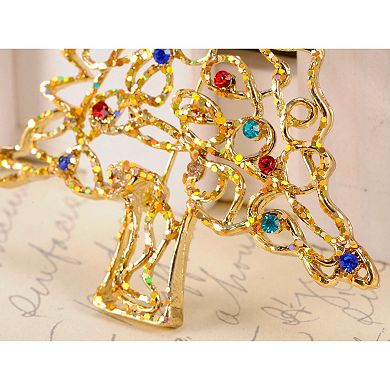Women's Christmas Joy Frost Lit Tree Ornament Pin Brooch