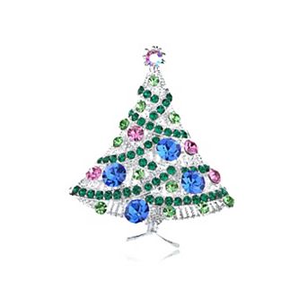 Women's Christmas Joy Frost Lit Tree Ornament Pin Brooch