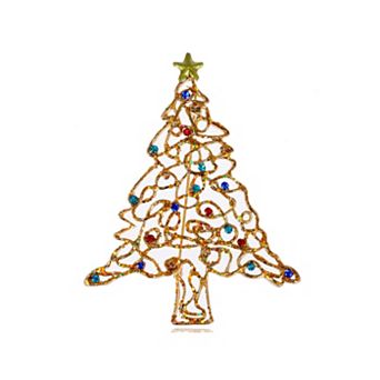 Women's Christmas Joy Frost Lit Tree Ornament Pin Brooch