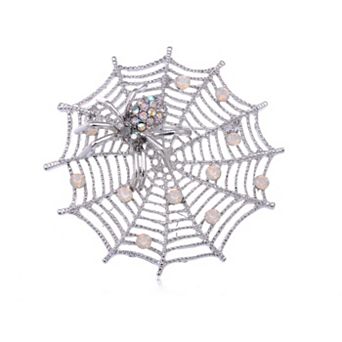 Women's Iridescent Halloween Spider Web Brooch Pin