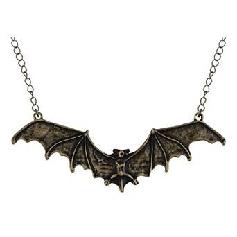 Women's Frightening Halloween Enamel Paint Flying Bat Chain Necklace Pendant