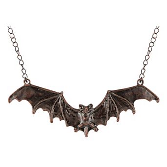 Women's Frightening Halloween Enamel Paint Flying Bat Chain Necklace Pendant