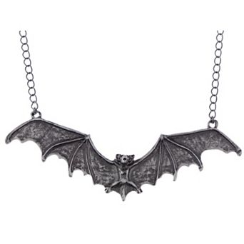 Women's Frightening Halloween Enamel Paint Flying Bat Chain Necklace Pendant